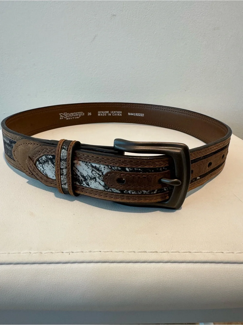 Nocona Belt Co. Leather Brown Camouflage Belt Size 26